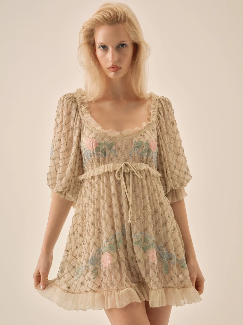 For love and lemons Spellbound Rose Beaded Mini Dress Size Small NWT
